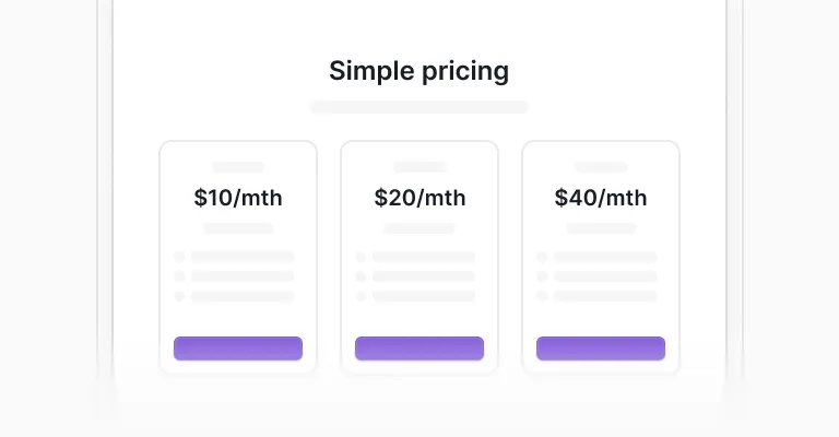 Pricing sections
